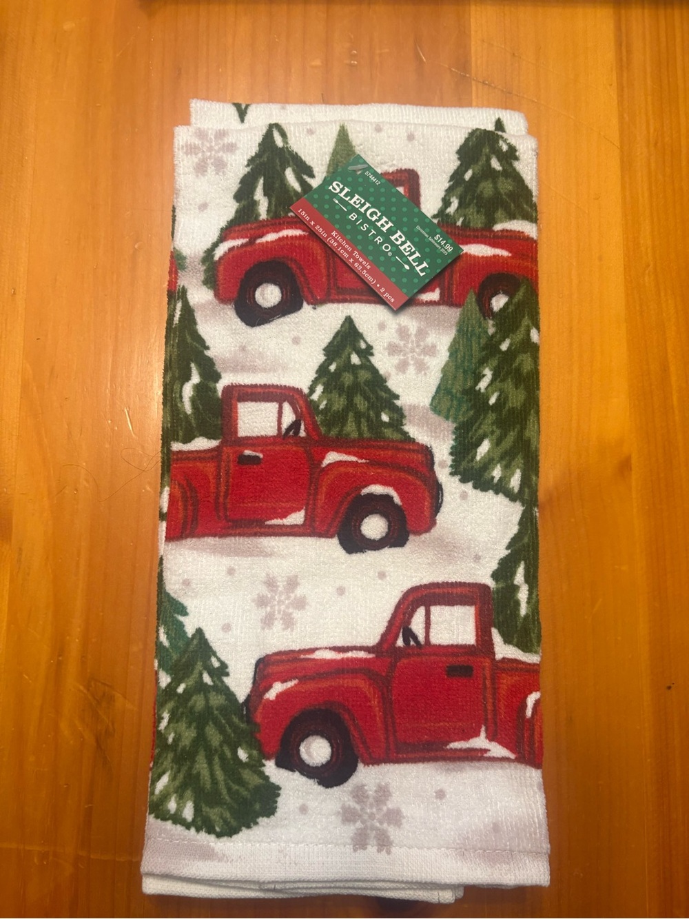 NWT Hobby Lobby Red Truck Christmas Trees Towels Set of 2 Cotton